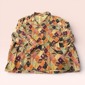 Tianello Shirt Womens Medium Multicolor Patterned Long Sleeve Artsy Boho